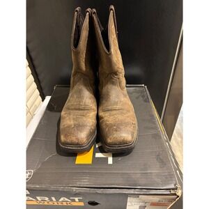 Ariat‎ Work Manvel Steel Toe Western Boots Barrel Brown Leather 10021172 Mens 9D